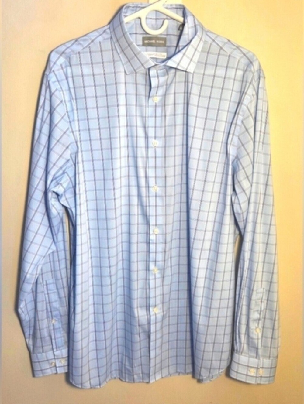 Michael Kors Blue Checkered Shirt Size XL Slim Fit - Picture 5 of 5